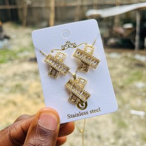 Steel necklace earrings set 001