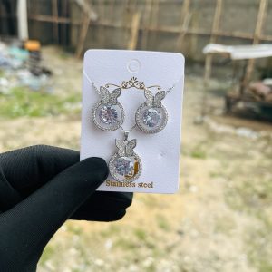 Steel Necklace earring set 002