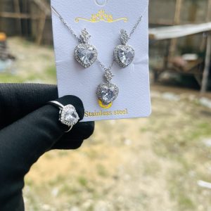 Steel necklace earring,ring set 005