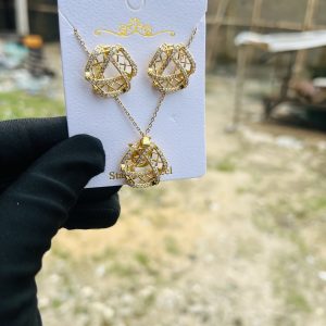 Steel necklace earring set 008