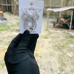 Steel necklace earring set 010