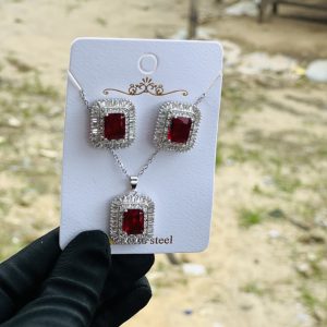 Steel necklace and earring set 023