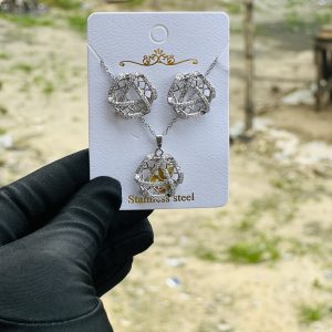 Steel necklace and earring set 025