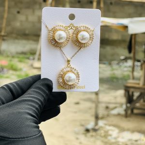Steel necklace and earring set 026