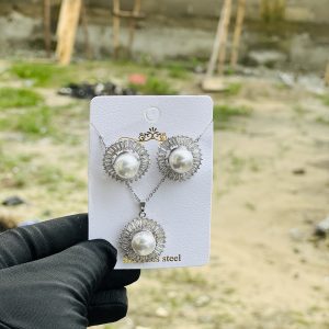 Steel necklace earning set 032