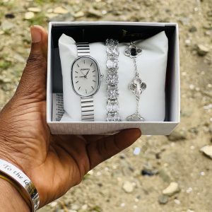 Silver white face Casio female combo