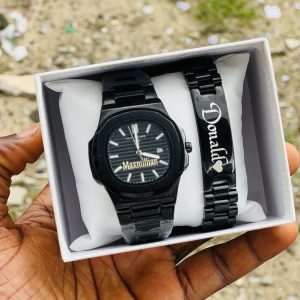 Engraved Black patek black face combo with plastic box 004