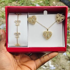 Steel gold love butterfly combo comes  boxed 001