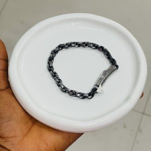 Silver steel interlock bracelet