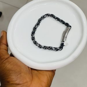 Silver steel interlock bracelet