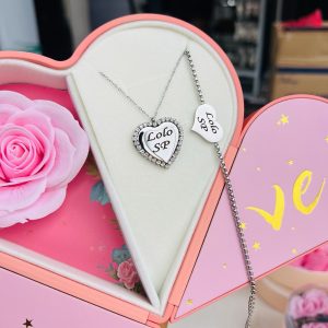 Engraved Silver love necklace combo comes boxed with exact box