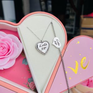 Engraved Silver love necklace combo comes boxed with exact box