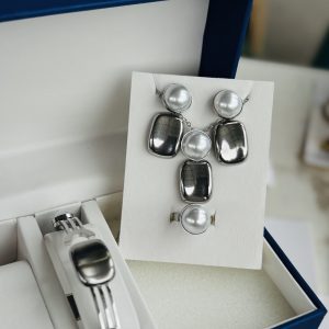 Steel silver pearl sets 5