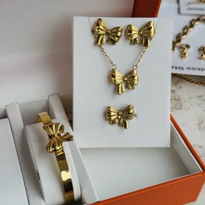 Steel gold bow tie sets 10