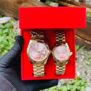 Gold Roman Rolex couples pink face watch comes boxed 002