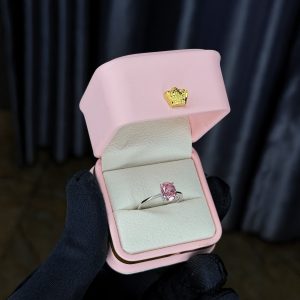 Silver pink engagement ring size 9