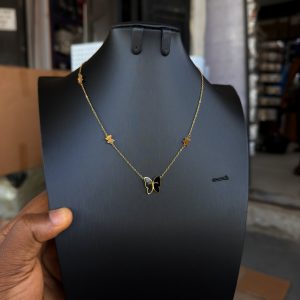 Steel black butterfly necklace