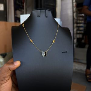 Steel black butterfly necklace