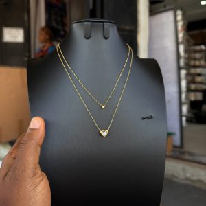 Steel double heart necklace