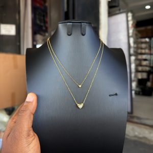 Steel double heart necklace