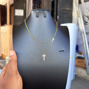 Steel gold cross necklace