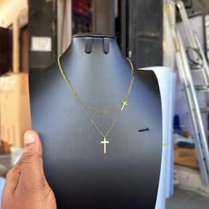 Steel gold cross necklace