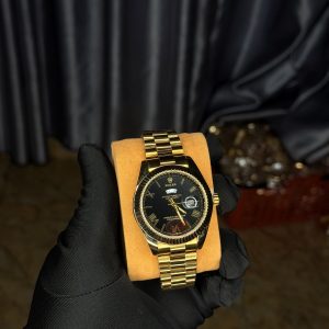 Rolix Roman Gold black face watch