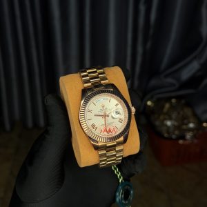 Rolix Roman rose gold face watch