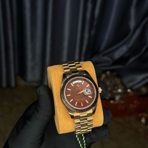 Rolix Roman rose gold brown face watch