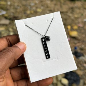 Engraved black heart necklace