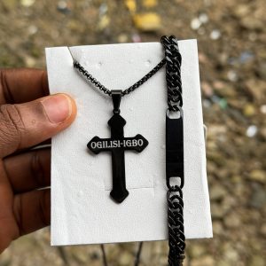 Engraved black combo set