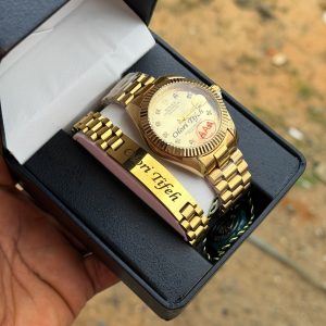 Engraved gold rolix combo with exact box