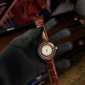 Brown Leather spinning watch comes boxed