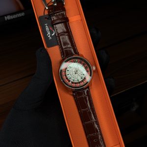 Brown Leather spinning watch comes boxed