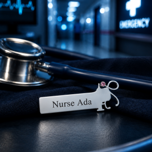 Engraved silver medical name tags 003