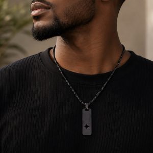 Engraved steel necklace 004