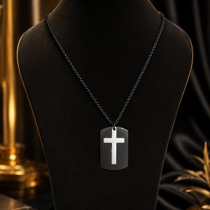 Black cross necklace 001