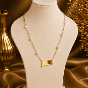 Gold beaded necklace 002