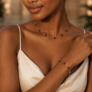 Steel black necklace sets