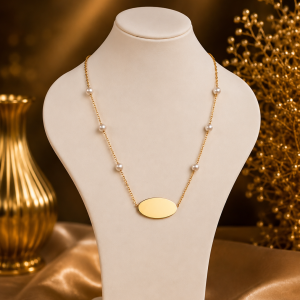Gold beaded necklace 001