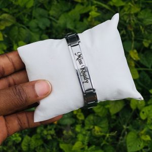 Engraved flat silver bracelet