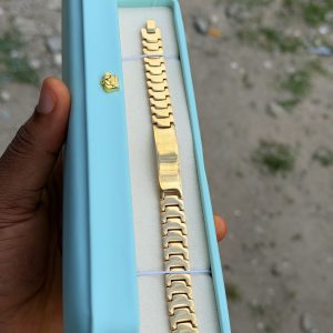 Engraved flat gold bracelet