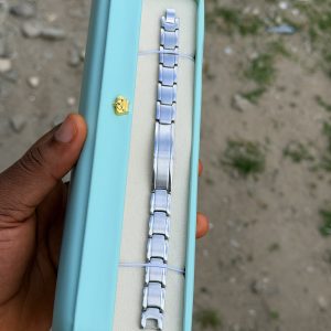 Engraved flat silver bracelet