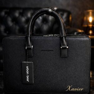 Urban bros black engraved laptop bag
