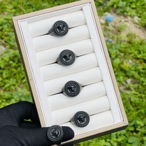 Steel black Versace rings 015 size 10