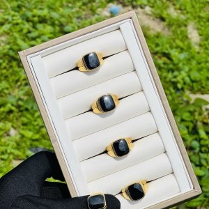 Steel black gold face rings 021 size 10