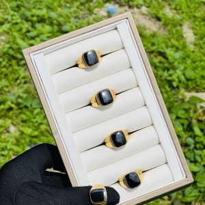 Steel black gold face rings 021 size 10