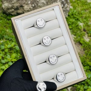 Steel silver happy face rings 022 size 9