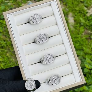 Steel silver cross rings 038 size 10