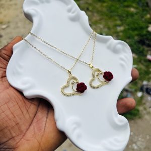 Steel dark red necklace 1pcs